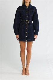 AJE Philia Belted Denim Dress Indigo