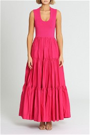 Aje Sleeveless Midi Pink Tiered Skirt