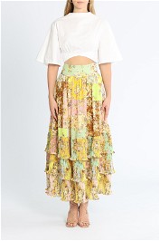 Alemais Matilde Pleat Midi Skirt