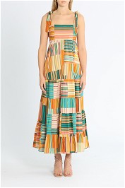 Alemais Sloane Tiered Midi Multi Stripe