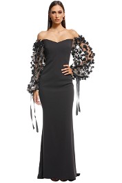 Badgley Mischka - Odessa Off Shoulder Gown - Charcoal - Front