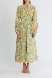 Bohemian Traders Button Through Dress With Fitted Waistband Multi Cotton Voile