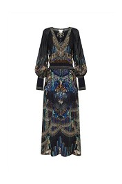 Camilla Dress With Shirred Waist Dripping In Deco