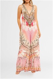 Camilla V Neck Flared Jumpsuit Deco Darling pink