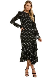 Cooper-St-Magnolia-Polka-Dot-Midi-Dress-Black-Front