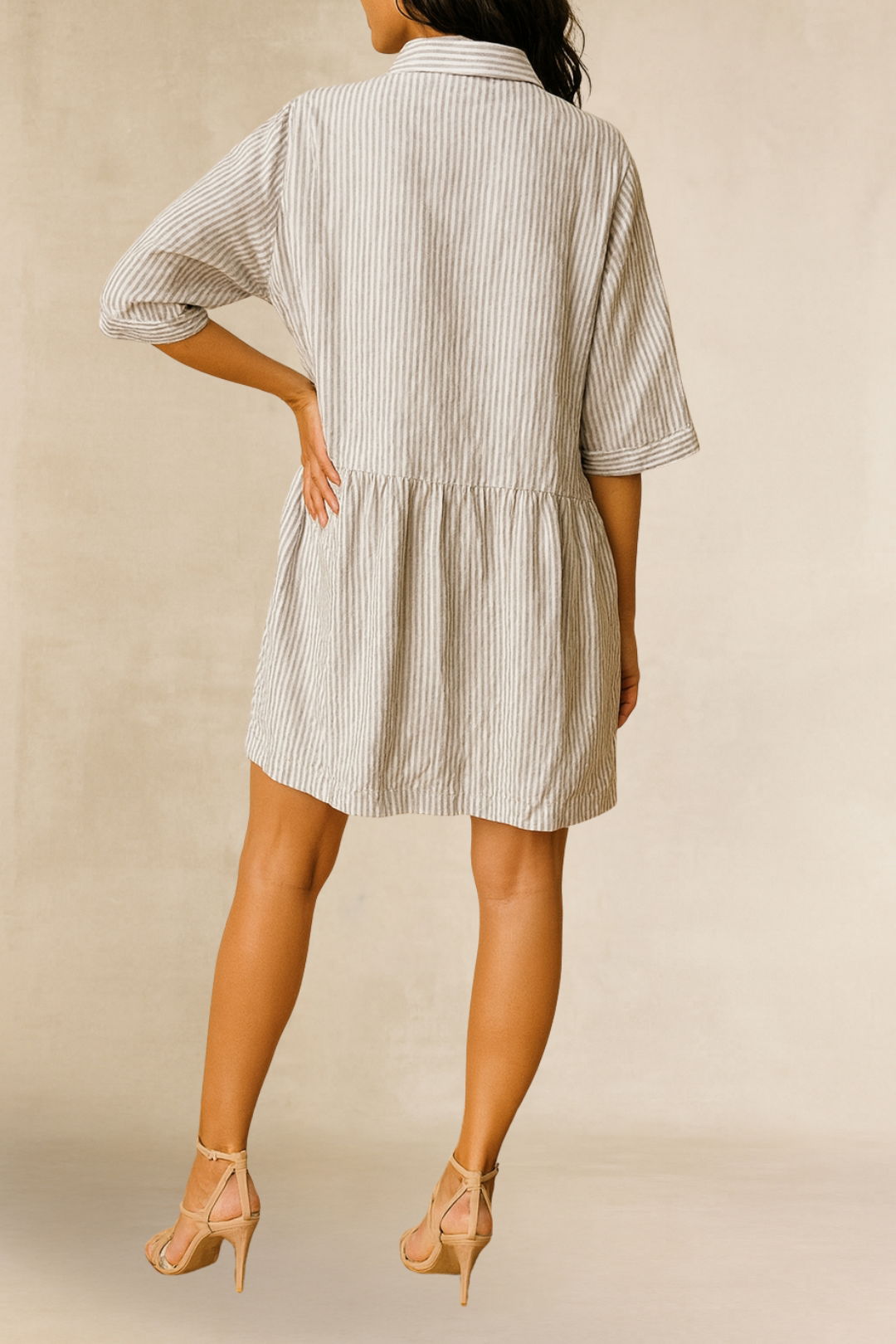 dress hire brunch academy women Dolly Linen Dress - Seasponge Stripe