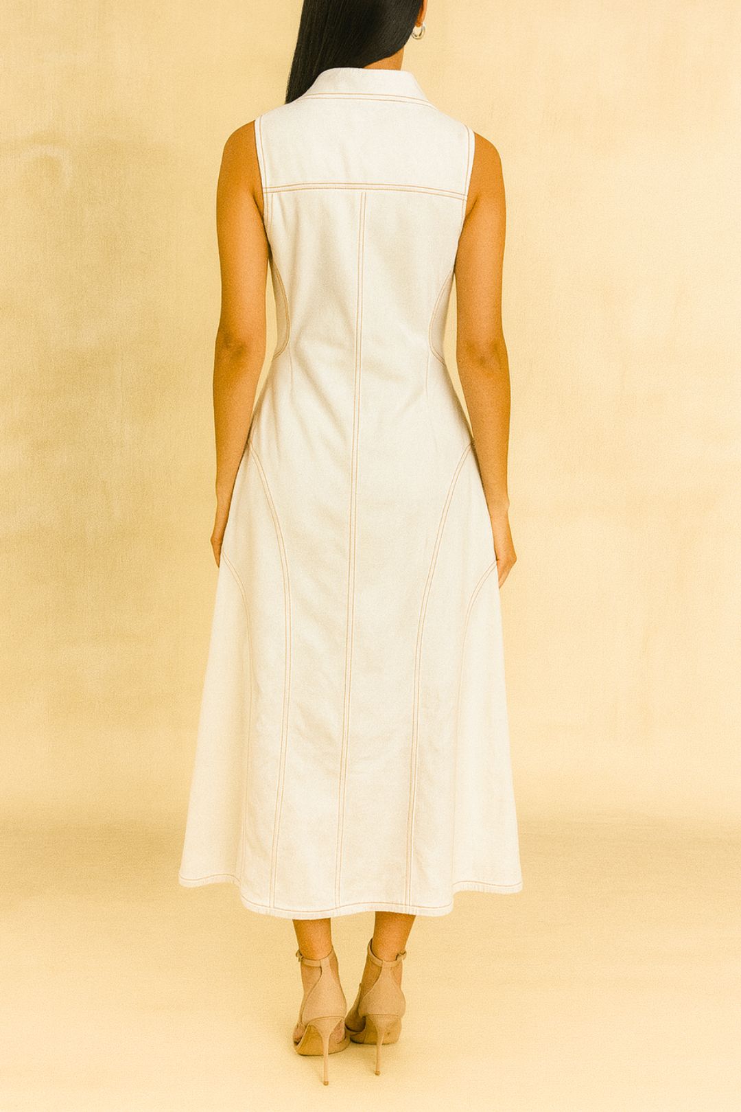 Dress hire brunch AERE Organic Cotton Seam Detail Denim Dress