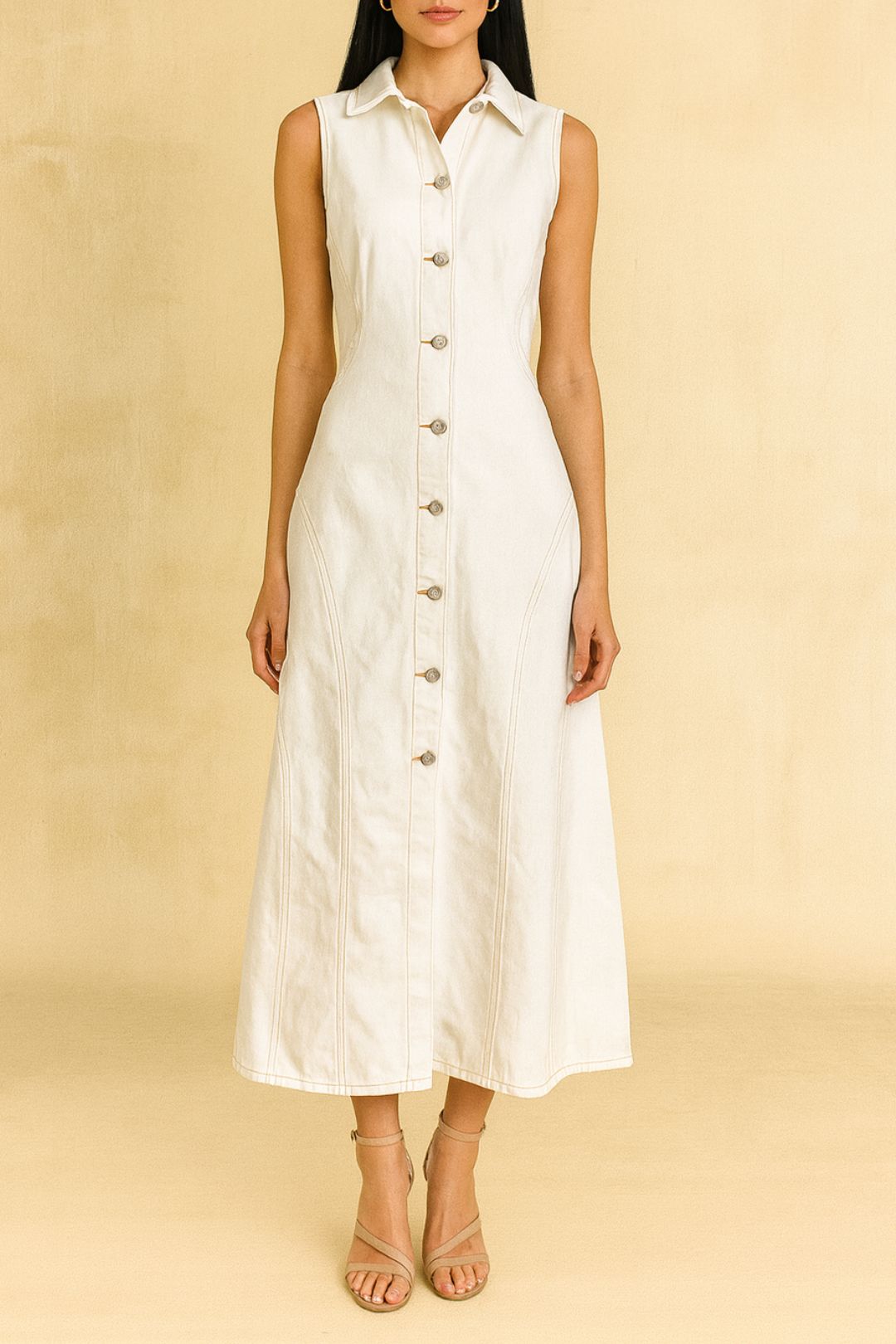 Dress hire brunch AERE Organic Cotton Seam Detail Denim Dress