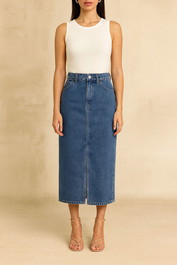 Dress Hire Brunch Calvin klein Trouser Pocket Maxi Skirt Blue