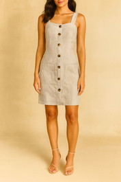 Dress hire brunch Magali Pascal Stripe Button Mini Dress