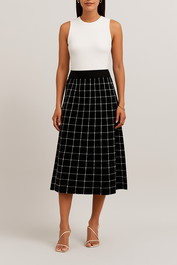 Dress hire brunch portmans Check Midi Knitted Skirt black
