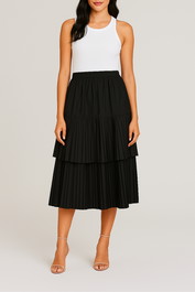 Dress Hire brunch Veronika MaineTaffeta Pleat Midi Skirt Black 