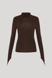 dress hire casual sass and bide Callisto Long Sleeve Top - Chocolate