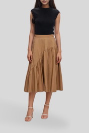 Dress Hire casual Veronika Maine Fine Cotton Midi Skirt in Caramel