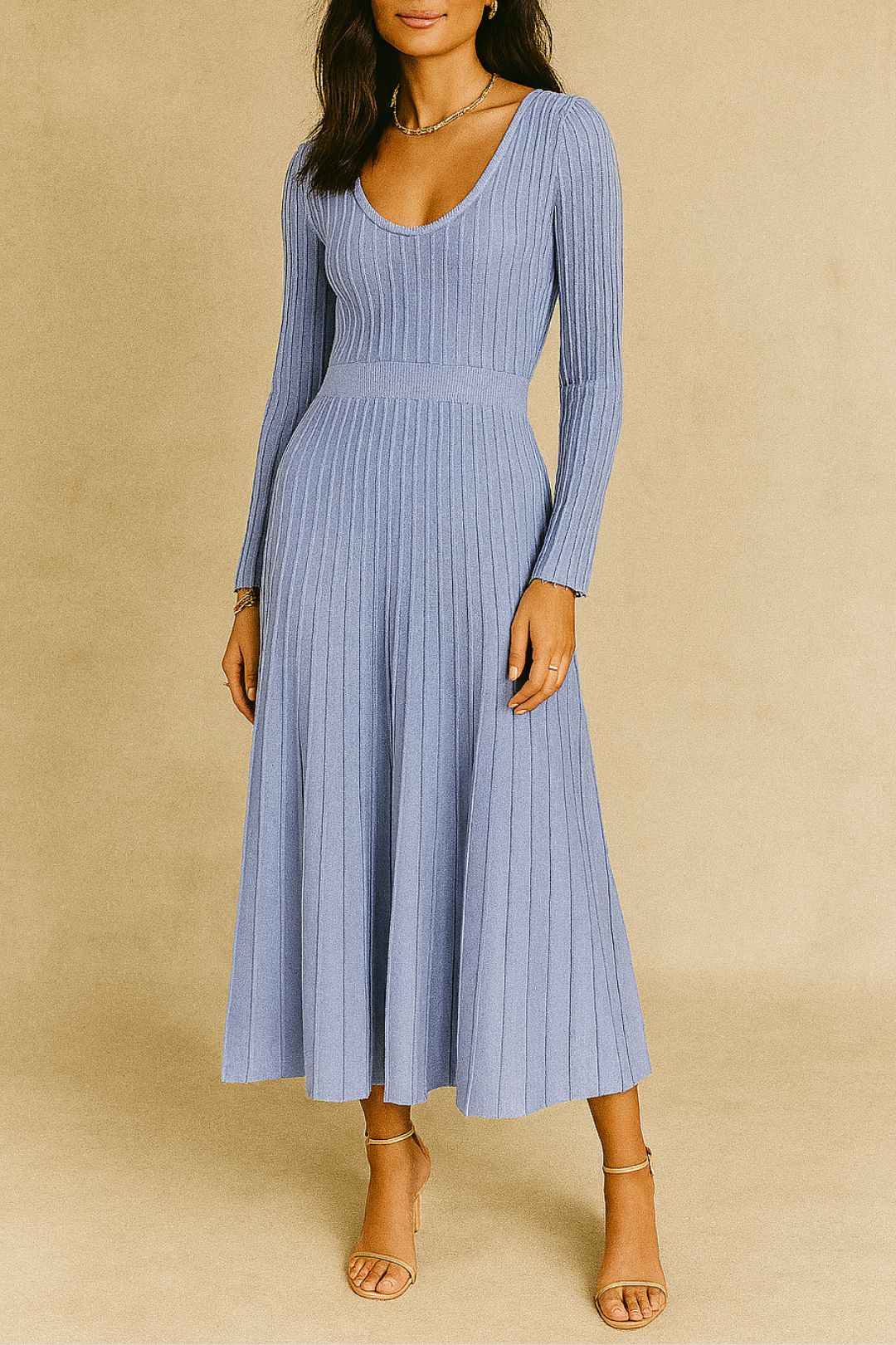 Dress Hire Date night Atmos & Here Gaelle Long Sleeve Knit Midi Dress