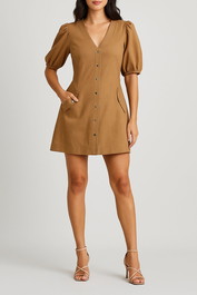 Dress Hire Date night CUE	Puff Sleeve Shirt Dress