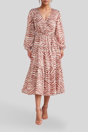 Dress Hire Daytime Event Brave and True  Zion Dress - Tan Zebra 