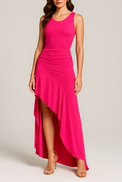 CUE - Fuschia Floor Length Cowl Back Gown