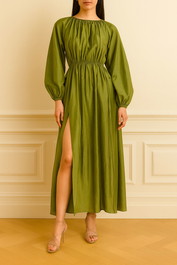 dress hire formal event Matteau The Channel ruched dress Green