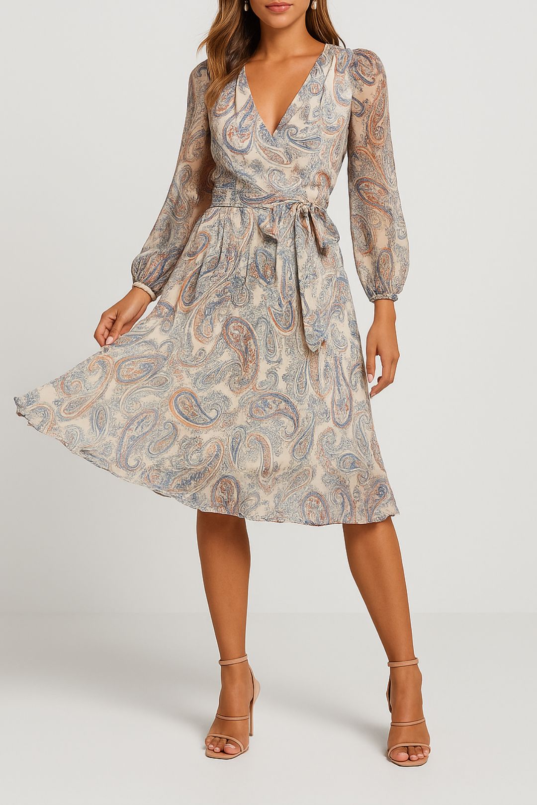 Dress Hire party Atmos & Here	Cleopatra Pleated Wrap Dress Print