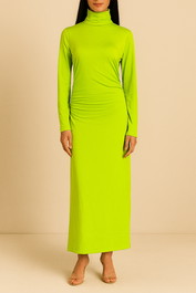 Dress Hire Party COS High-Neck Gathered Midi Dress Green