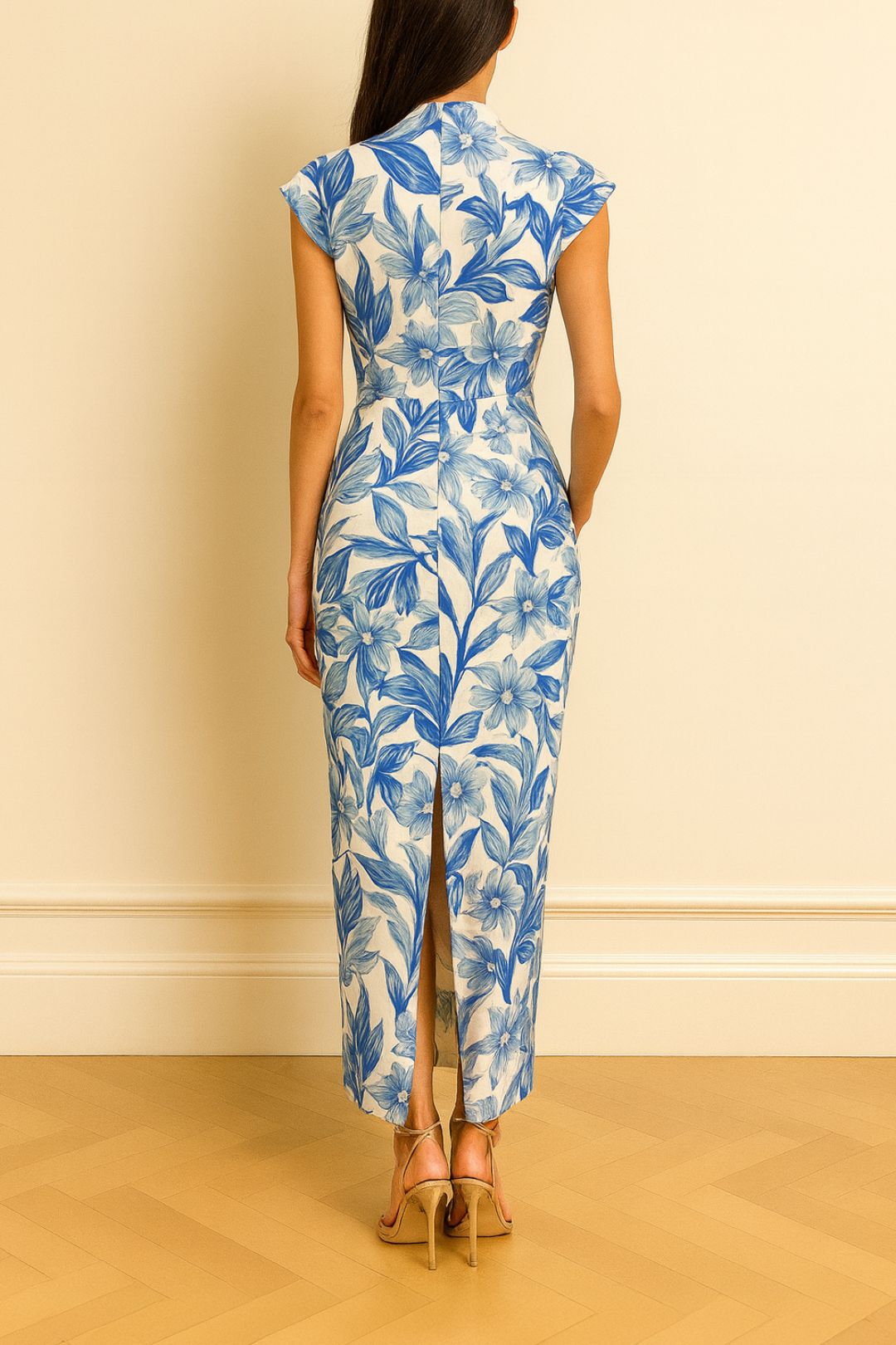 Dress Hire summer wedding RUMER Amalfi Cut Out Midi Dress Blue