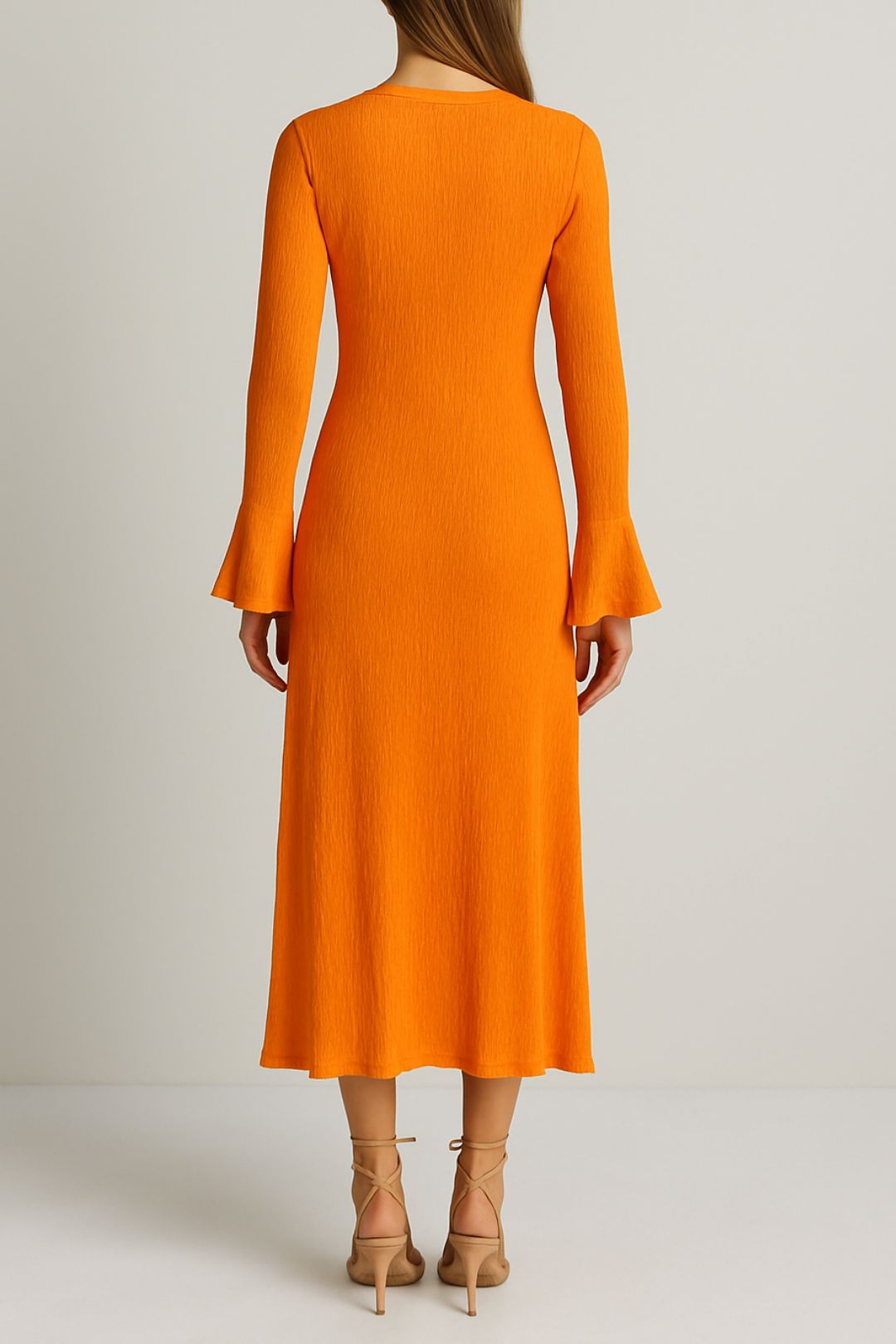 Dress Hire  wedding AERE	Tie Waist Midi Dress in Orange Wrap Back