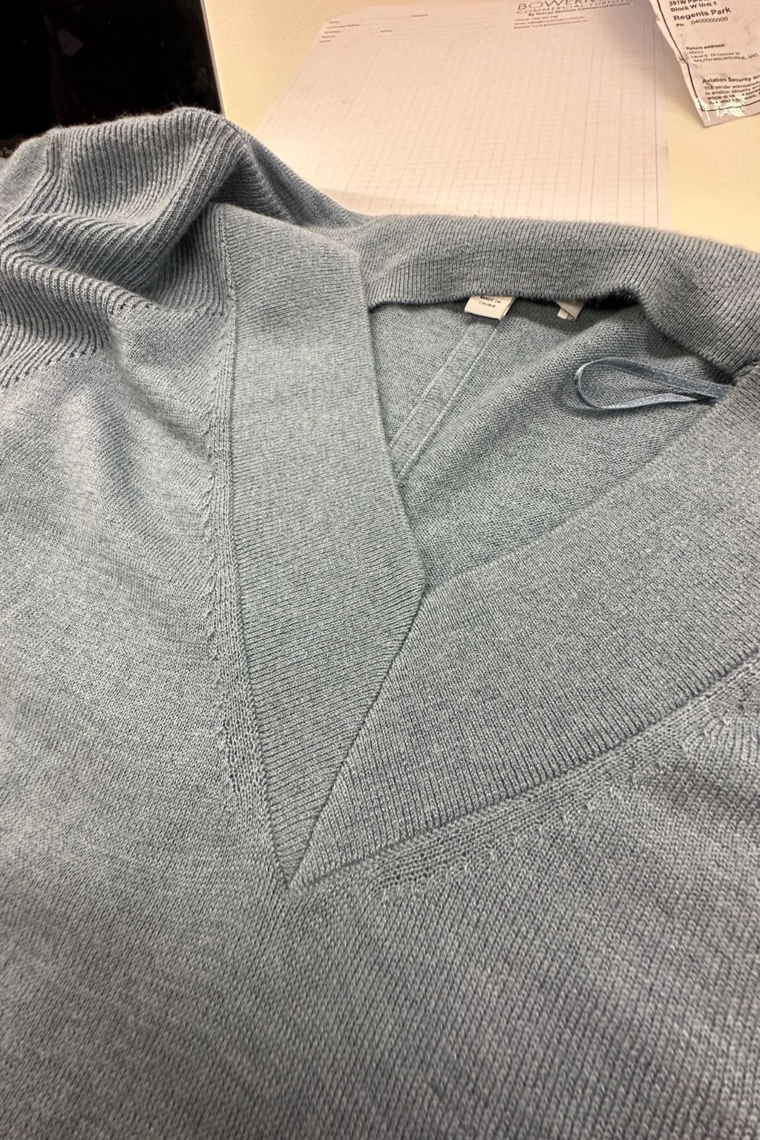 Witchery V Neck Rib Knit Sweater in Blue