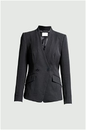 Cue Eco Twill Collarless Blazer in Black
