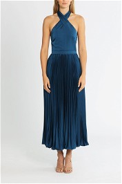 Elle Zeitoune Pleated Halter Midi 