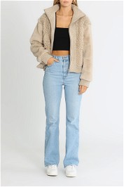 Ena Pelly Ivy Multi Faux Fur Jacket Oatmeal