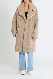 Ena Pelly Long Line Teddy Jacket Stone