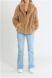Ena Pelly Marni Faux Fur Jacket Almond