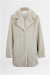 Ena Pelly Minimalist Faux Fur Jacket Bone