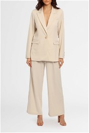 Esmae Canvas Blazer and Pant Set Cream long