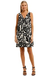 Gorman-Night-Light-Shift-Dress-Black-White-Print-Front
