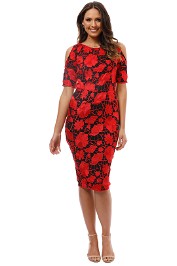 Grace and Hart - Primrose Cold Shoulder Dress - Red - Front
