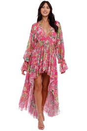 Hemant & Nandita Miyu Hi Lo Dress Pink print