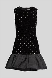 Rebecca Vallance Hope Velvet Embellished Mini Dress in Black
