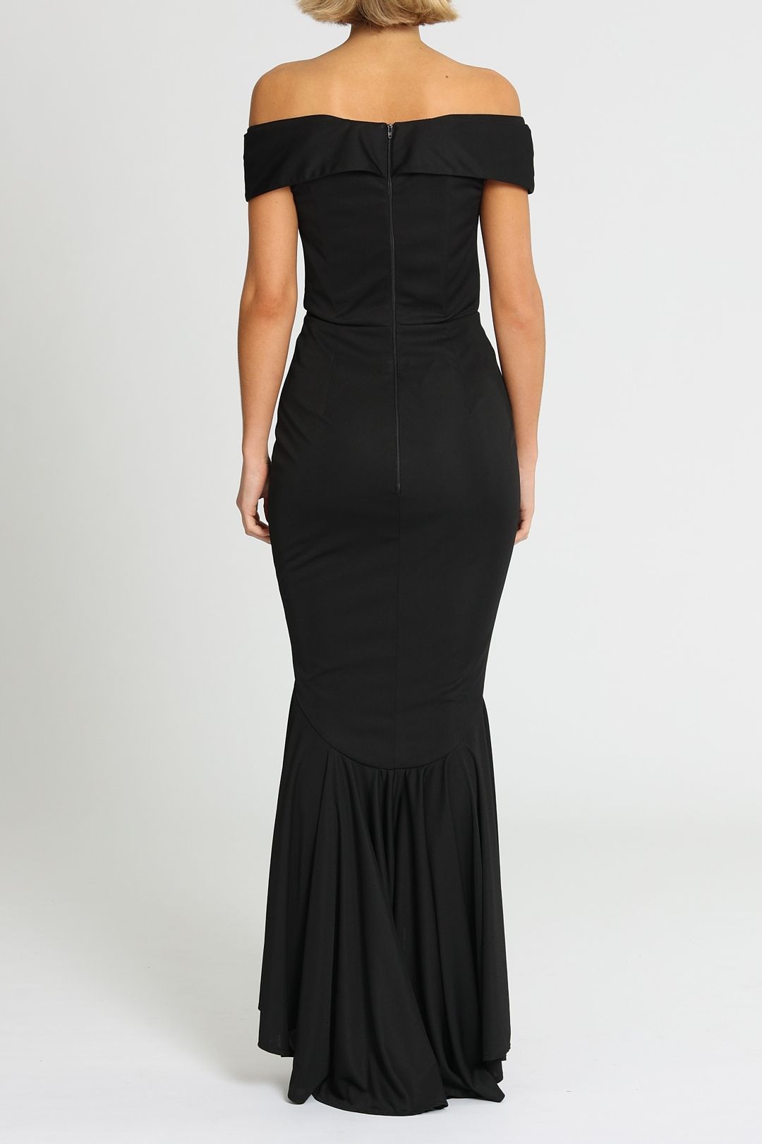 Jadore Elyse Gown Black Fishtail Hem