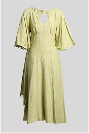 Country Road Knot Detail Midi Dress in Green