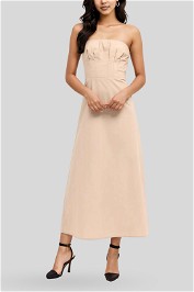 Kookai - Poplin Strapless Dress Oat Front
