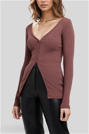 Denver Merino Wool Top - Brown Stone