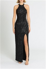L'Amour Diana Halter Gown Black