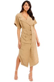 Lantern Wrap Dress in Rattan Ginger and Smart beige