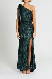 Love Honor Scala Sequin Gown Emerald
