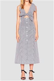 Alice Mccall - Make Sense Midi Dress in Gray Elongating Stripe