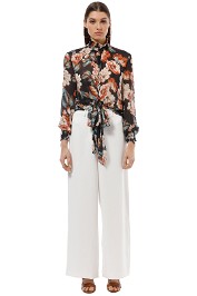 Nicholas The Label - Lola Floral Tie Front Top - Black Floral - Front