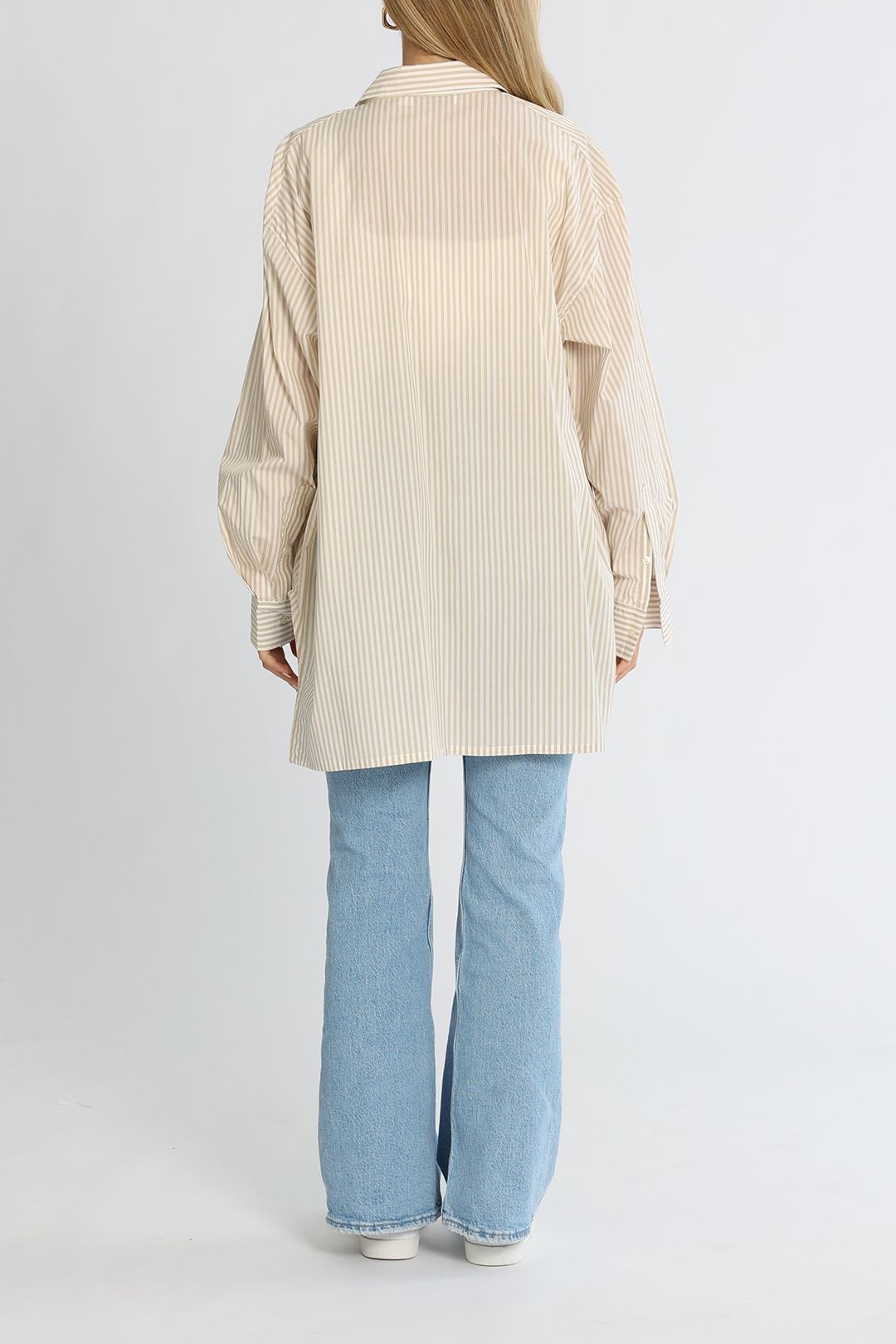 Nobody Denim Diane Shirt Oatmeal Stripe Relaxed Fit