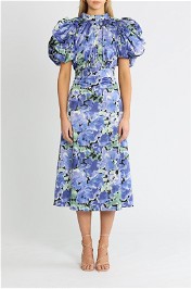 Rotate By Birger Christensen Dawn Baja Blue Dress midi